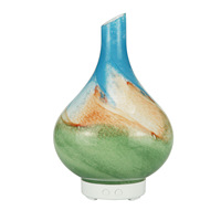 Diffuseur d'huiles essentielles en verre artistique finition marbre, humidificateur d'aromathérapie 100 ml avec lumière LED 14 couleurs