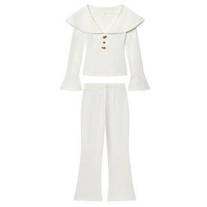 Traje de pantalón y chaleco de moda casual INS de lana/seda de manga larga, nuevo para otoño/invierno, transfronterizo Europa Estados Unidos - Product Image 2