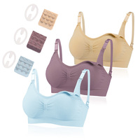 Lot de 3 soutiens-gorge d'allaitement pour femmes, grande taille, à fermeture avant, sans armatures, push-up, ensemble de soutiens-gorge de maternité, vente en gros