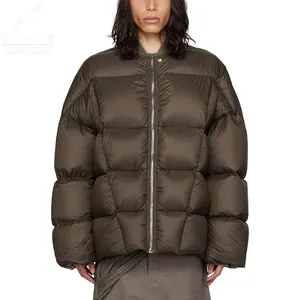 YuFan Custom OEM ODM Gray Puffer Down Jacket Down-filled Quilted Nylon Satin Jacket Winter Jacket Men