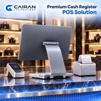 Caisse enregistreuse POS Cairan double écran 15,6 pouces ultra-mince haut de gamme avec cadre fin en métal, système d'exploitation Android, écran tactile capacitif, Bluetooth/Wi-Fi