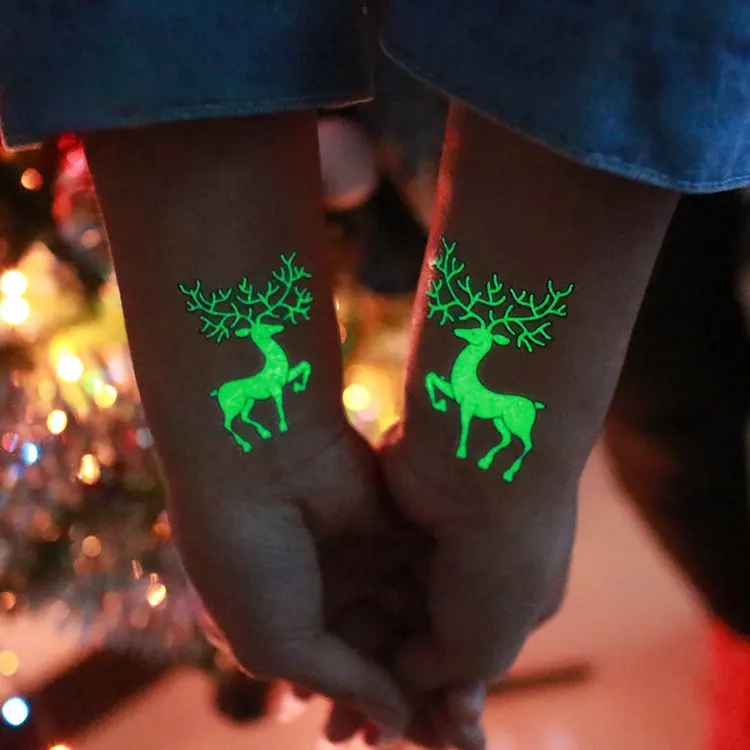 Christmas Glowing Dark Taty Waterproof Fake Tatoo Luminous Temporary Tattoo