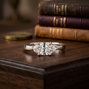 Anillo de Compromiso de Plata 925 con Moissanita de Corte Marquesa, Anillo de Boda con Moissanita, Joyería Elegante - Product Image 5