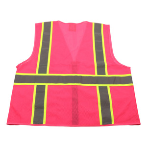 Gilet de course en maille rose haute visibilité pour <span class=keywords><strong>femme</strong></span> Vêtements de travail de construction multi-poches Vêtements de sécurité en polyester réfléchissants pour une utilisation optimale - Product Image 3
