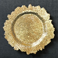 Assiettes de présentation dorées en plastique de 13 pouces pour mariages modernes, décoration de table pour événements et fêtes