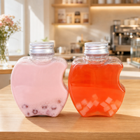 Bouteille en plastique créative de Noël en forme de pomme de 300 ml, en PET transparent de qualité alimentaire, pour thé au lait Boba, avec bouchon à vis en aluminium