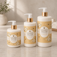 Autocollants personnalisés avec logo, étiquettes en vinyle découpées à la forme, rouleau d'étiquettes pour soins capillaires, autocollants imperméables auto-adhésifs couleur or miel pour bouteilles de shampoing