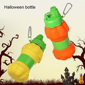 Botella de Agua Plegable de Silicona con Forma de Calabaza de 550 ml, Regalo de Halloween, Botella de Silicona Retráctil Plegable - Product Image 4