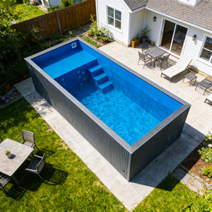 Piscine familiale semi-enterrée en fibre de verre, grande piscine de luxe pour l'extérieur, motifs mosaïques, résistante aux UV, capacité personnalisée - Product Image 5