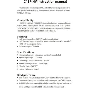 Corona C4SF-HV 2.4GHz 4-kênh S-<span class=keywords><strong>FHSS</strong></span>/<span class=keywords><strong>FHSS</strong></span> sbus tương thích <span class=keywords><strong>Receiver</strong></span> cho <span class=keywords><strong>Futaba</strong></span> cho RC Bộ Phận & Accs - Product Image 6