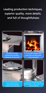 موقد طهي محمول من الفولاذ المقاوم للصدأ 304 عالي اللهب من مصنع كيب كامب، بدعم مزدوج، مناسب للاستخدام الخارجي في الفناء والتخييم - Product Image 3