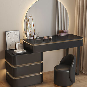 Table <span class=keywords><strong>de</strong></span> toilette intégrée multifonctionnelle <span class=keywords><strong>de</strong></span> luxe noire moderne pour chambre à coucher, en bois massif avec tiroirs, idéale pour hôtel et salle <span class=keywords><strong>de</strong></span> bain - Product Image 3