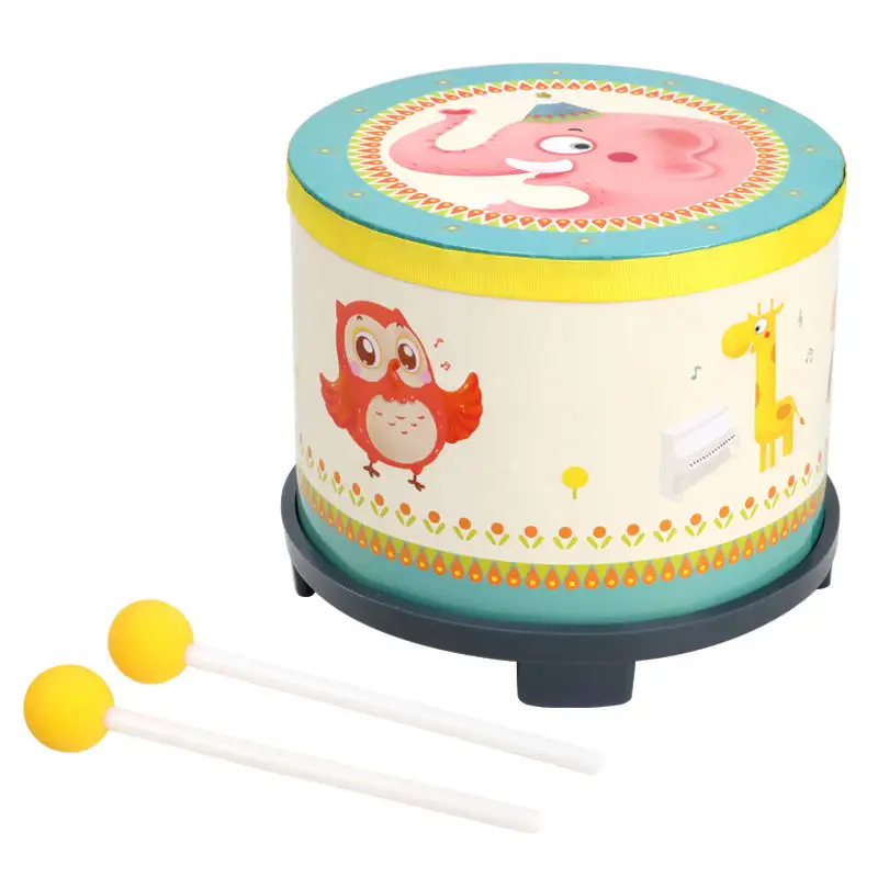 New Design Cartoon Animals Baby Musical Snare Toy Kids Orff Percussion Wooden Educational Hand Toy