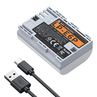 Batería de Repuesto Recargable K&F Concept de 2520mAh con Carga Rápida Tipo-C LP-E6P para Cámaras Canon EOS R5 Mark II, C50, R6V, R6