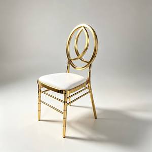 Gold Stainless Steel Wedding <b>Chair</b> with <b>White</b> Cushion Elegant Event & Banquet <b>Dining</b> <b>Chair</b> - Product Image 1