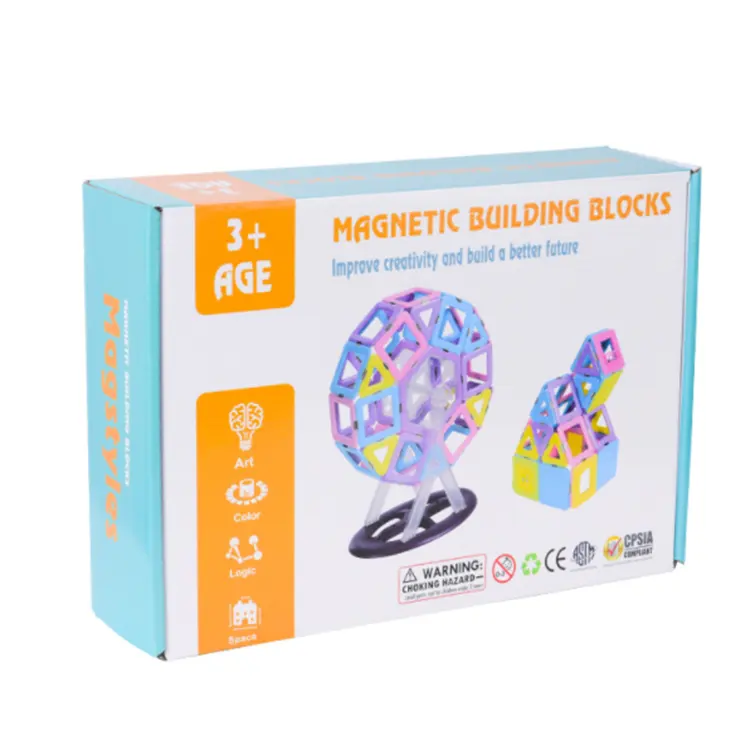 Balin stelo fabbrica diretta educativo colori chiari arte piastrelle magnetiche sicure ABS blocchi magnetici in plastica Kit di costruzione per bambini