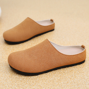 Chaussures d'hiver pour femmes Birkenth, nouvelles pantoufles mi-ouvertes <span class=keywords><strong>en</strong></span> <span class=keywords><strong>cuir</strong></span> véritable <span class=keywords><strong>et</strong></span> maille, à semelle simple, pour l'automne, à porter à l'extérieur, tendance - Product Image 2