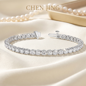 Бижутерия 14K 18K Белое Золото Теннисный браслет с 2 мм 3 мм 4 мм лабораторный бриллиант Классический 4 коготь установочный теннисный браслет подарок - Product Image 1