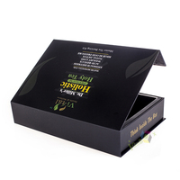 Caja de perfume de regalo magnética de papel negro de lujo, caja de embalaje de maquillaje para cuidado de la piel, caja de embalaje cosmético
