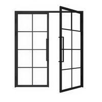 Porte en verre à isolation thermique en acier de norme européenne personnalisée pour villas modernes, ouverture à gauche, forgée