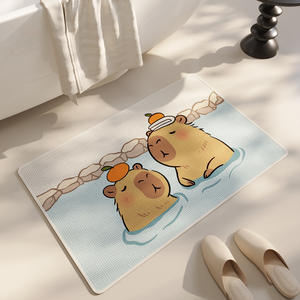 Alfombra de baño de dibujos animados, imitación de lino, rectangular, antideslizante, absorbente, de secado rápido, para la entrada del baño - Product Image 5