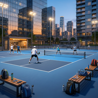 Tapis de terrain de pickleball en PVC avec revêtement acrylique, déplaçable, 44x20 pieds, surface sportive portable, assemblage rapide, directement de l'usine