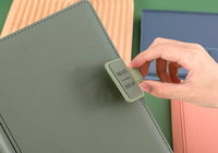 Carnet de notes professionnel A5 personnalisé en gros, à feuilles mobiles, reliure piquée, en tissu de lin et cuir PU, couverture rigide avec boucle magnétique