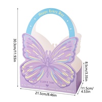Nieuwe design vlindervormige handzame witte kartonnen cadeaudoos van kraftpapier luxe bloemenboeket tas voor Valentijnsdag Moederdag