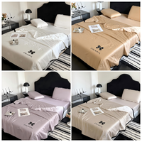 Nouvel ensemble de couette d'été de luxe floral 60 Lanjing - Lavable en machine avec nœuds