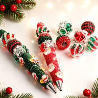 Perles décoratives de Noël bicolores rouge et vert, à trou droit, perles lâches pour DIY, stylos perlés, chaînes de téléphone, porte-clés, breloques de sac, fournitures