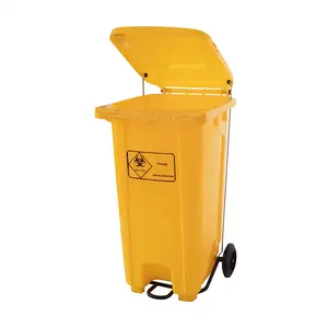 240L Plastic Dustbin Wheelie Trash Can Street School Park Community Recycle Garbage Container Outdoor With Foot Pedal