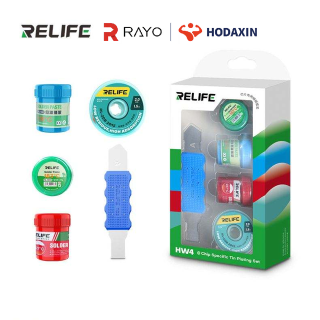 RELIFE HW4 CPU Tinning Rework Tool Set Multi Temperature Adaptation Sturdy Scraper Corrosion Proof Desoldering Wire for Phone