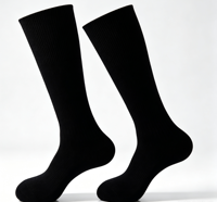 Chaussettes noires unies mi-hautes, douces, respirantes, soutien de la circulation, anti-fatigue, pour la gym, le marathon, le ski, les voyages, chaussettes de sport longues et athlétiques