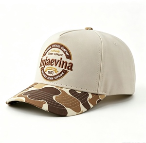 Custom Embroidery Hat Vintage <b>Camo</b> Brim Baseball <b>Cap</b> with Custom Embroidery Retro Style Adjustable Snapback Trucker Hat - Product Image 3