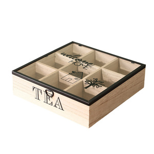 Caja de Almacenamiento de Té de Madera con Tapa y 6 Compartimentos para Organización de Escritorio en Casa u Oficina - Product Image 4