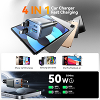 JOYROOM-Adaptateur USB rapide 4 en 1 pour voiture, matériau de refroidissement ignifuge, chargeur de voiture, 50W 3 ABS