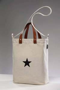 Elegante Bolso Tote de Lona de Algodón con Asas de Cuero, Bolso de Compras con Estilo - Product Image 6