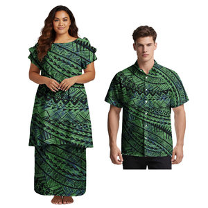 Samoan Fijian <span class=keywords><strong>Masi</strong></span> Tapa Estampado de flores Vestidos de cóctel personalizados Vestidos de fiesta Conjuntos de atuendo de pareja <span class=keywords><strong>sexy</strong></span> Ropa tribal polinesia - Product Image 5