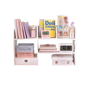 <b>Desktop</b> Storage Rack Wood Plastic Composite 2 Tier Rectangle Office Organizer Makeup <b>Desktop</b> Bedroom Living Room Storage <b>Shelf</b> - Product Image 5