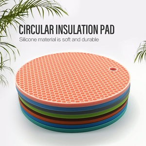 Posavasos y Manteles Individuales Redondos de Silicona con Diseño de Panal, Resistentes al Calor y de Madera Engrosada para la Cocina, Venta al por Mayor - Product Image 2