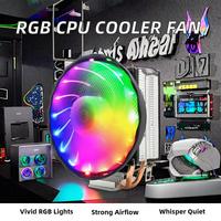 Refroidisseur de processeur Speedy X200 RGB 90 mm à roulement fluide 17 dB(A) avec 2 caloducs en cuivre, dissipateur thermique pour Intel LGA 775/115X/1200/1366 3 broches 12 V pour boîtier PC