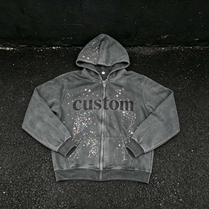 Sudaderas con Capucha de Alta Calidad, Personalizadas con Logotipo, Estilo Urbano, con Pedrería, Lavado Ácido, Algodón Grueso, Talla Grande, Estilo Desgastado - Product Image 5