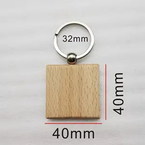 Gantungan kunci kayu untuk ukiran Laser bulat/HATI/persegi/bentuk persegi panjang gantungan kunci kayu cetak Logo kustom kerajinan seni DIY kosong