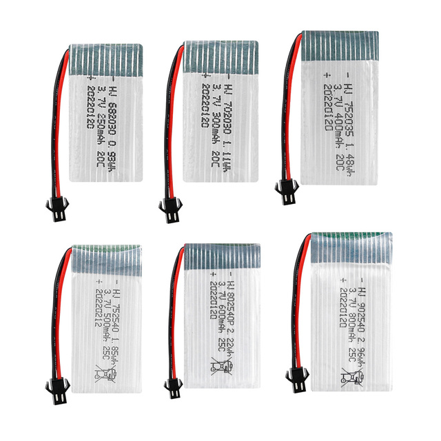 3.7V Lipo Battery 752035 752540 702030 802540 902540 300mAh 600mAh 800mAh 1200mAh Polymer Batteries for X4 X5C RC Aircraft
