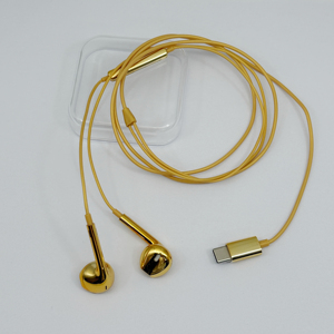 Auriculares con cable tipo C, completamente chapados en oro, auriculares cromados, auriculares metálicos con cable, auriculares internos. - Product Image 4