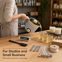 Kit de fabrication de bougies, pot à fondre la cire 1,5 L, thermomètre numérique, contrôle précis de la température, outil de raclage, fournitures pour bougies DIY