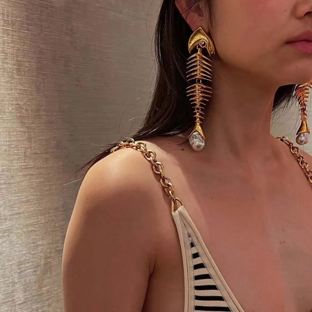 fish skeleton earrings