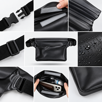Sac étanche pour téléphone, sac banane étanche à écran tactile à trois couches, adapté à la natation, à la dérive et à la plongée