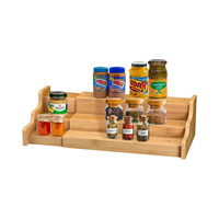 Étagère de présentation extensible à 3 niveaux en bambou pour épices, organisateur de placard de cuisine, vente en gros, du premier fabricant chinois