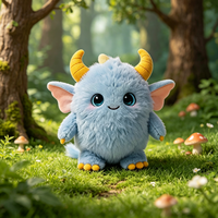 Vente en gros de jouets en peluche personnalisés, monstres à cornes bleues, mignons et moelleux, inspirés des créatures fantastiques, très demandés